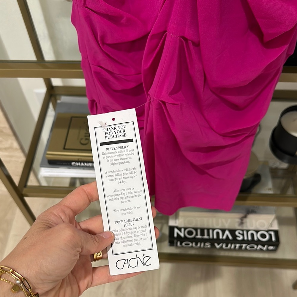 Cache Fuchsia Ruched Strapless Midi Dress - Picture 6 of 9